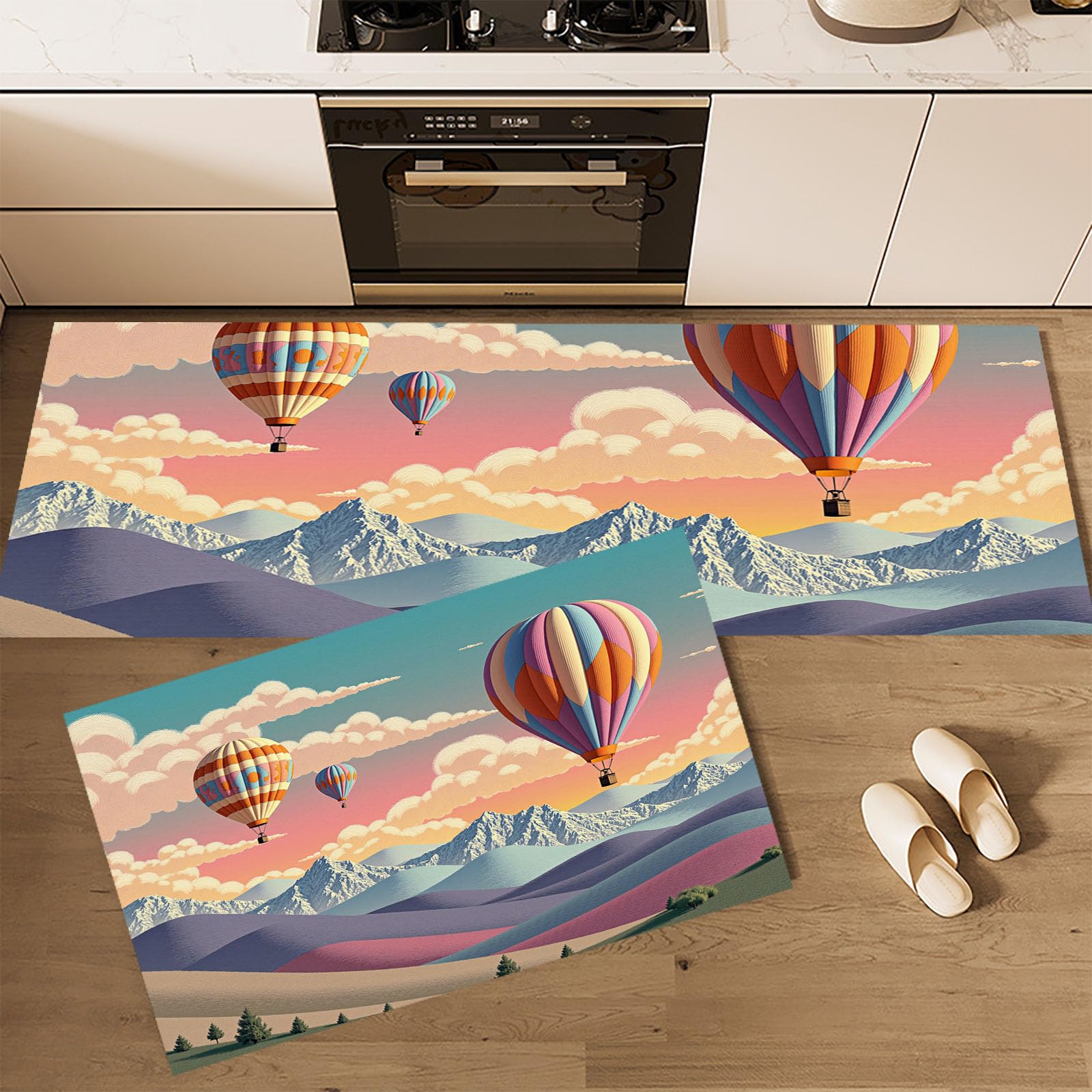 Tapis de cuisine antidérapant lot de 2 en montagne 43x75 43x150cm