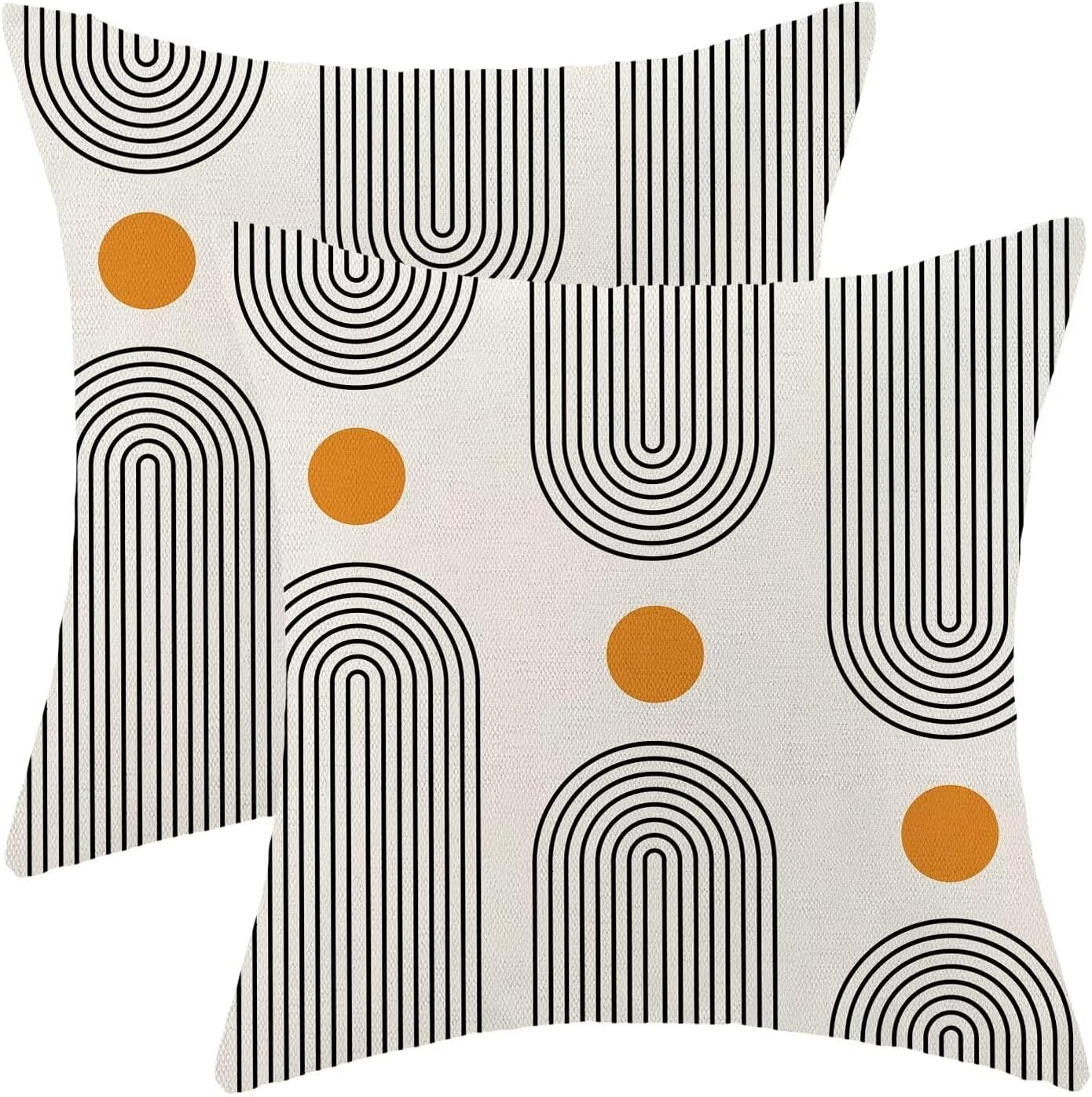Boho Mid Century Pillow Covers 18x18 Set of 2, Abstract Simple Sun Arch Decorative Throw Pillowcase Boho Modern Outdoor Farmhouse Cushion Cover for Sofa Couch Bed Living Room Decor