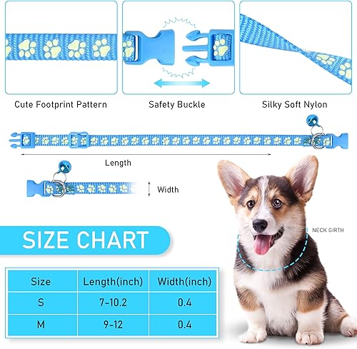 Miniatura 2 de GAMUDA 12 collares reflectantes para cachorros, collares de nailon suave, collares de identificación que brillan en la oscuridad, collares de arena