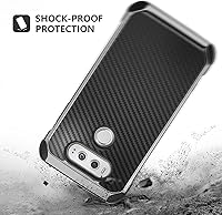 Vista 6 de Estuche para LG V20, BENTOBEN genial estuche 2 en 1 delgado de policarbonato rígido híbrido laminado con fibra de carbono cromado anti rasguños
