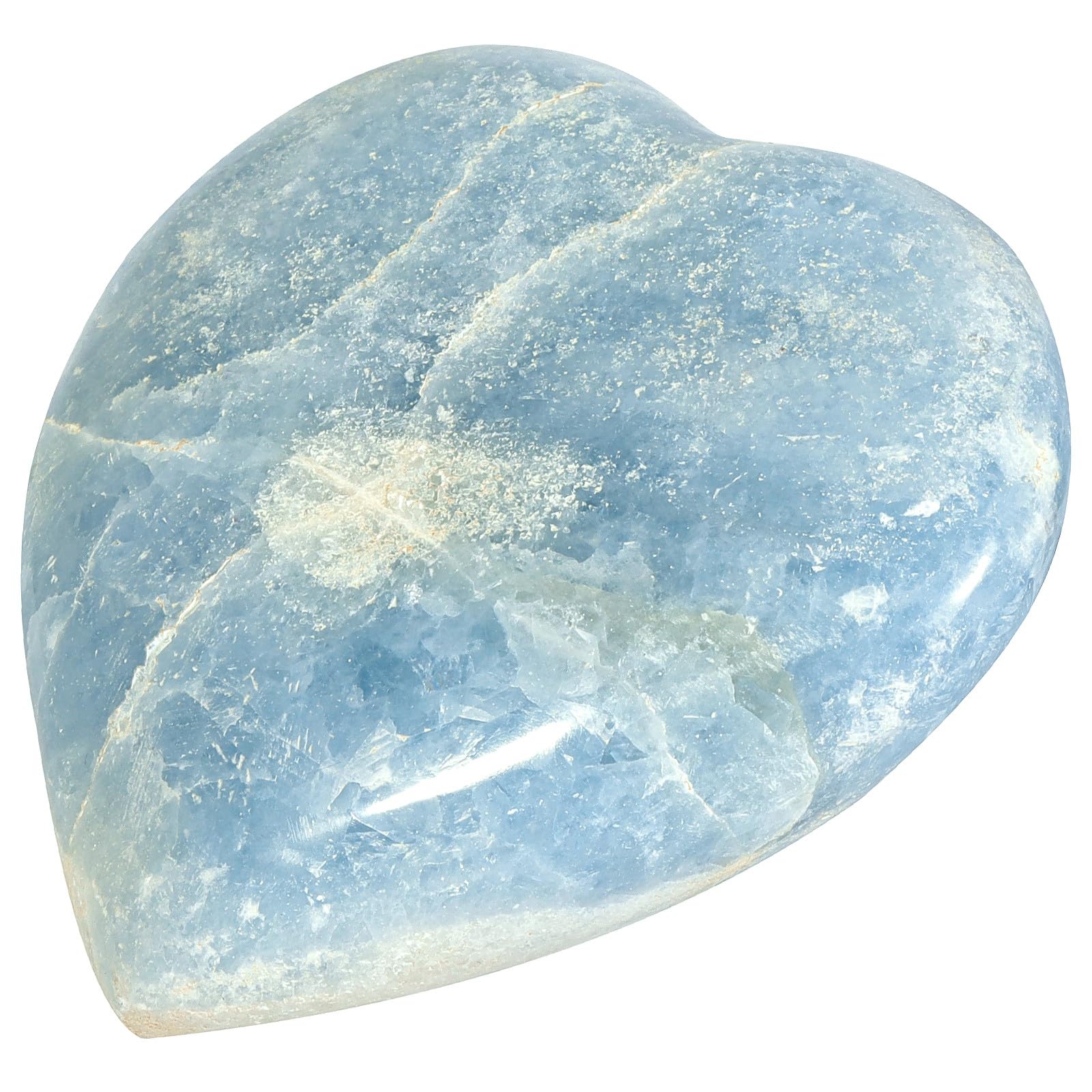 Nupuyai Natural Blue Celestite Crystal Heart Stone, Polished Worry Palm Stone Anxiety Relief