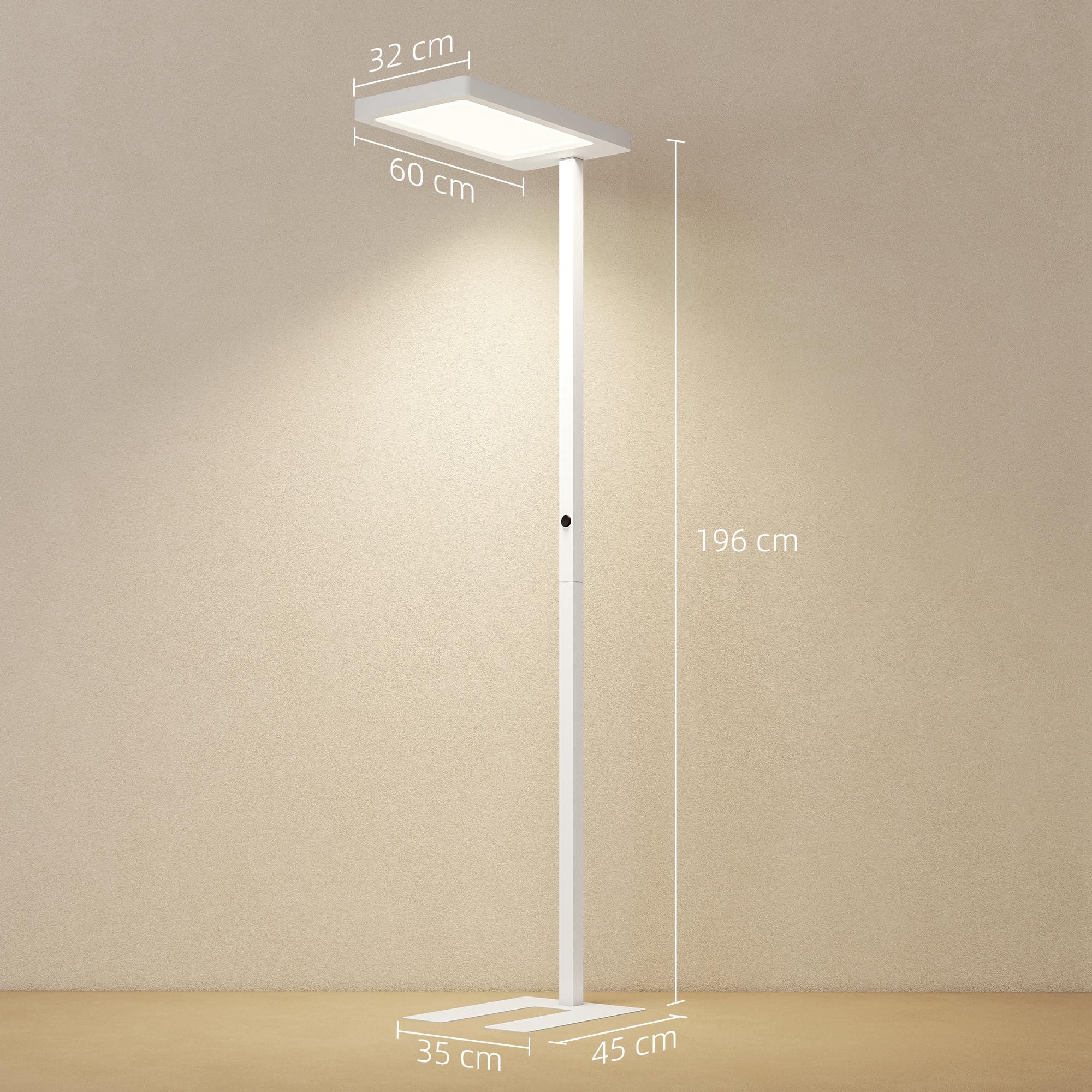 HOMCOM Lampada da terra, soggiorno, 1560 LM 40W, dimmerabile 196 cm lampada da terra LED a spettro completo per la cura degli occhi, luce notturna e telecomando, temperatura di colore regolabile