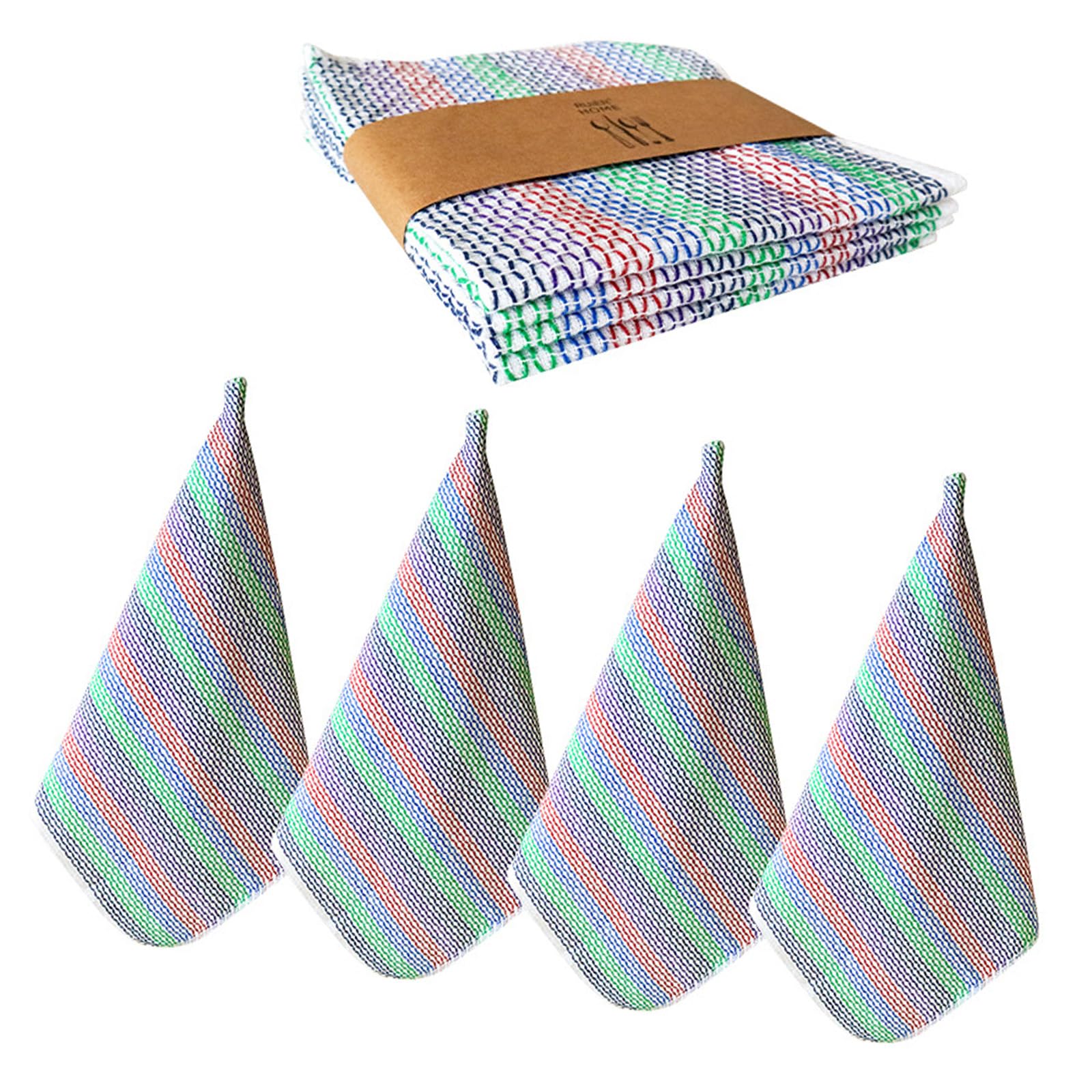 yanwuwa Of 4 Cotton Cloths for Kitchens Absorbent Fast Drying Cleaning Towels Multipurpose for Dishes Countertops Bathroom Cotton Kitchens Towels