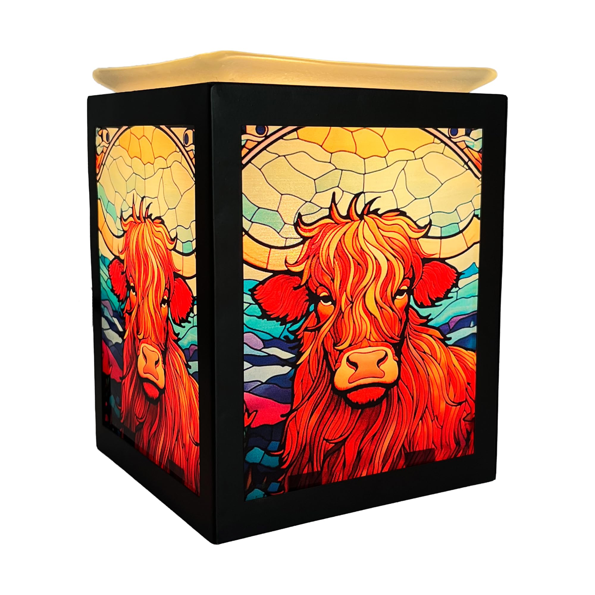 Cello Highland Cow Electric Wax Melt Burner - Design Aroma Oil Diffuser New Home Fragrance Lamp Essential Oils & Wax Melts Bedroom Living Room Decor Gift For Her Autumn Present