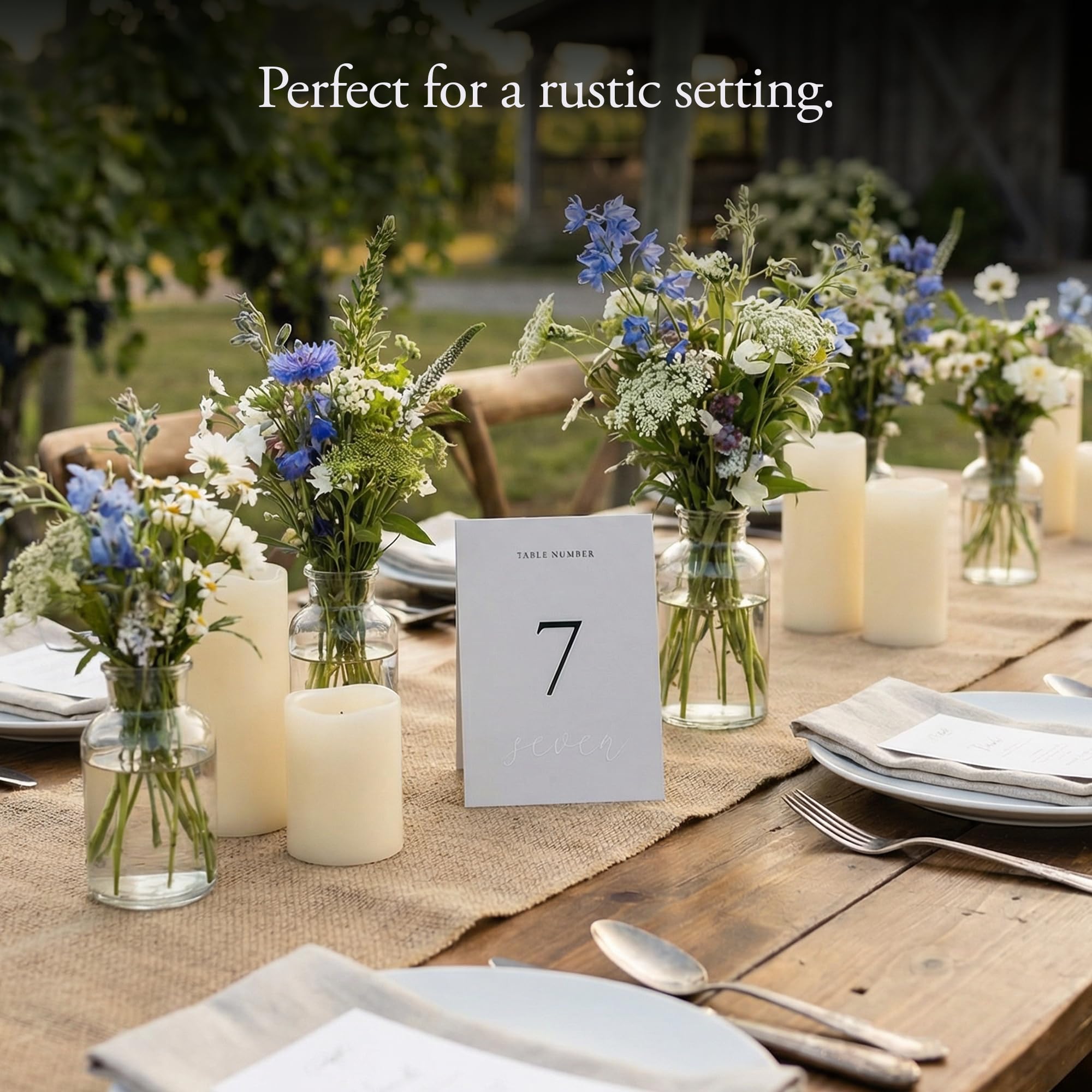 Siko Números de mesa del 1 al 20, números de mesa de boda de doble cara con detalles en relieve, 4 x 6 pulgadas, números de mesa autónomos para recepción de boda, perfectos para bodas y eventos