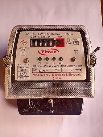 SM Eenterpricesa Single Phase 2 Wire Electrical Energy KWH Meter (White) vinsan