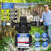 Vista 3 de 2025 mejorada 2088-422-144 bomba de agua dulce para RV, bomba de agua de diafragma autocebante de 12 V 3.3 GPM, 45 PSI, incluye interruptor