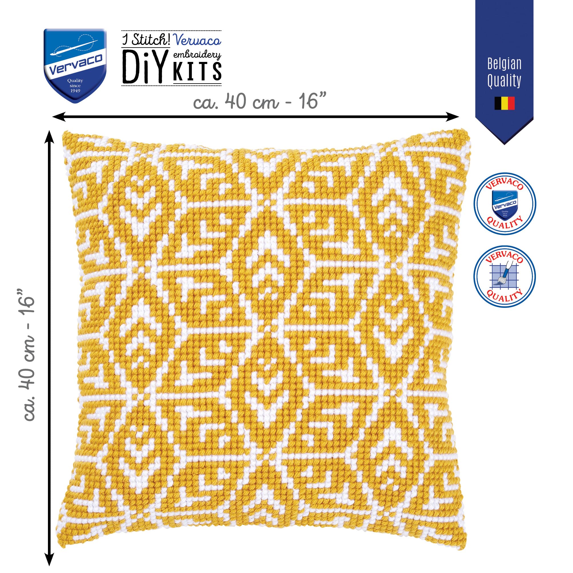 VERVACO Kit Cuscino Punto Croce Disegno Geometrico Set Ricamo Principianti Cuscini Gobelin Decorativi ca. 40 x 40 cm Accessori per Lavoretti Creativi DIY Casa Decor Hobby Adulti Cross Stitch