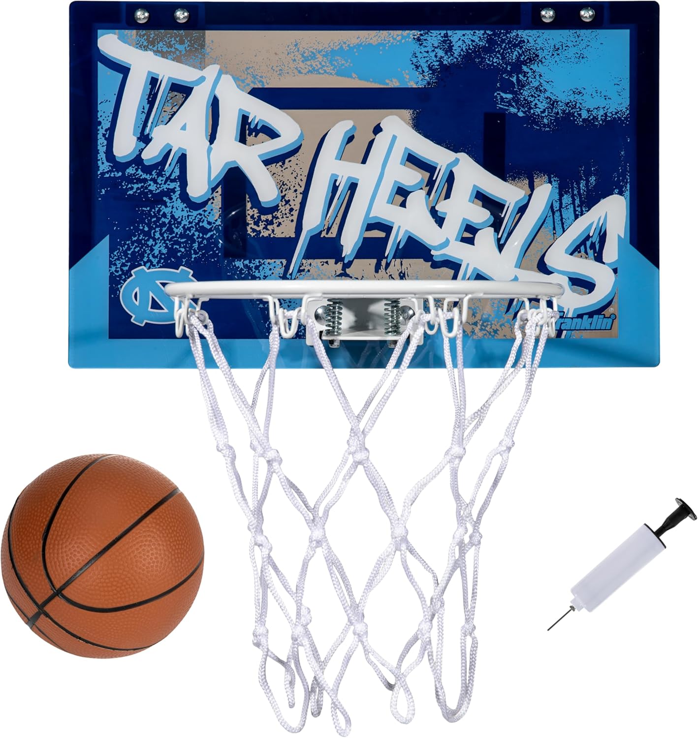 Franklin Sports NCAA Over The Door Basketball Hoop - Kids Indoor Basketball Hoop with Basketball - NCAA Fan Shop Mini Hoop for Bedroom + Office - Over The Door Mini Hoop