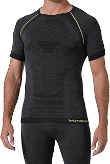 Thermo Compression Shirt Kurzarm Herren Merino - Thermounterwäsche Herren, Arbeitskleidung, Technisch, Dehnbar, Nahtlos, Atmungsaktiv - Made in Italy