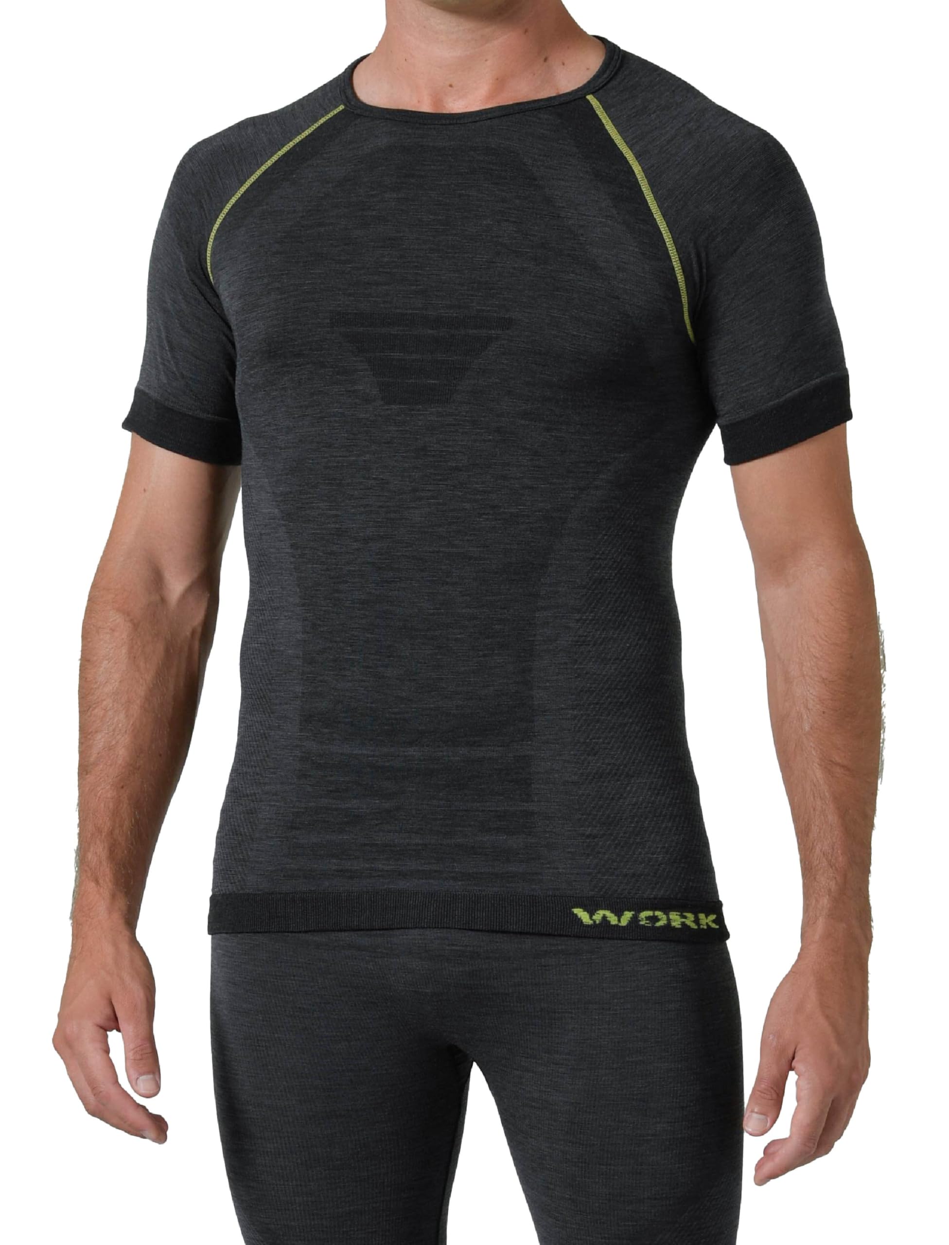 Maglia Termica Uomo Manica Corta Lana Merino - Intimo Termico Uomo Invernale da Lavoro, Tecnico, Elasticizzato, Senza Cuciture, Traspirante e Leggero- Made in Italy