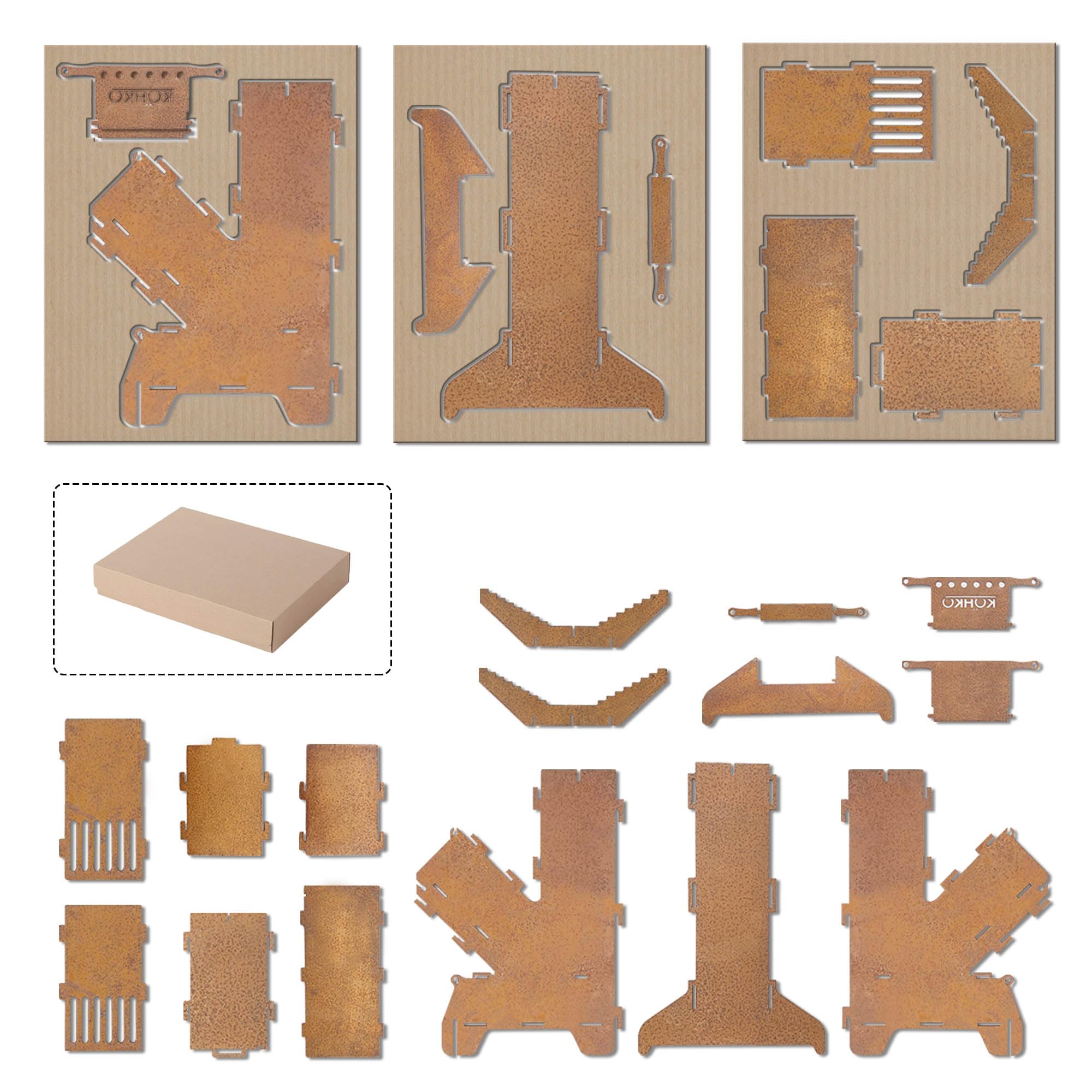 Köhko® Poêle à fusée L Rocket Stove - En acier corten de 3 mm - Pour extérieur - Pour barbecue, barbecue, camping, cuisine multifonctionnelle pour l'extérieur