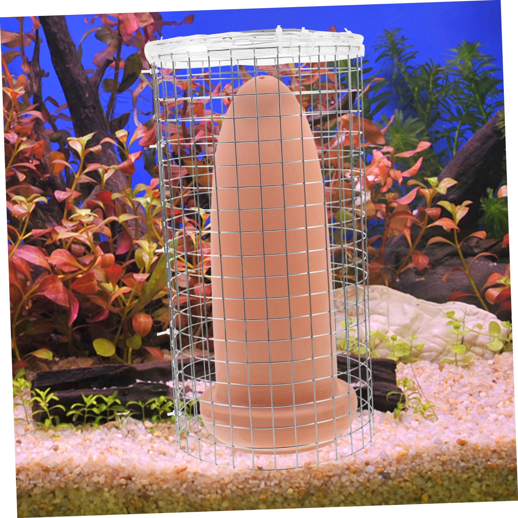 TEHAUX Cono de Cría para Peces Ángel y Camarones, Incubadora de Desove de Cerámica Grande Malla Separadora, Decoración de Peceras para Acuarios de Reproducción
