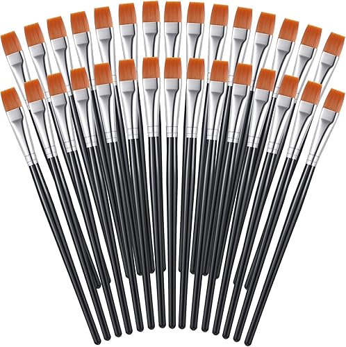 30 pinceles de pintura a granel, pequeños pinceles de pintura plana a granel, pincel de pintura acrílica, pincel de pintura al óleo para el aula,