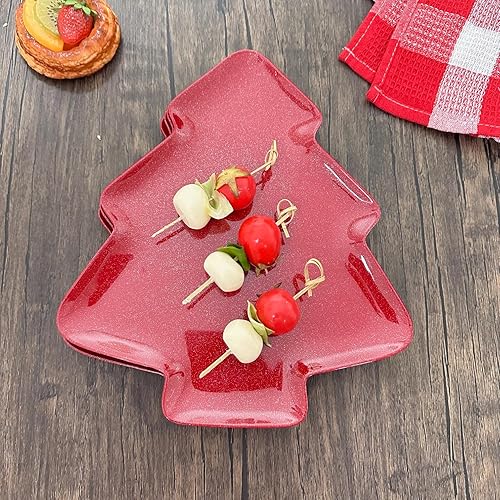 Miniatura 9 de UP ware - Plato de melamina con forma de árbol de Navidad de 10.75 pulgadas (4 piezas, 10.75 pulgadas, paz en la tierra)