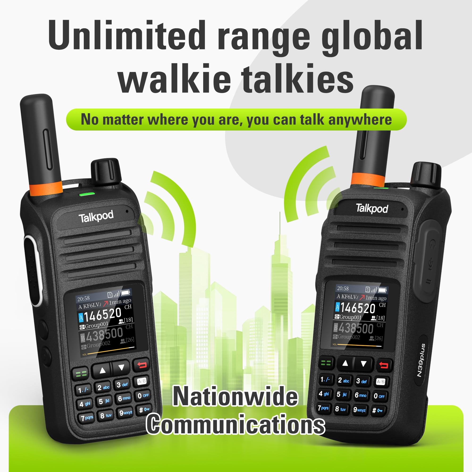 Talkpod N39plus 4G LTE PoC Walkie Talkies with SIM Cards, Nationwide Push-to-Talk Radio with 1-Year Data Service, USB-C Charging, for Camping, Hiking, Family Travel, Outdoor Adventures — view 4