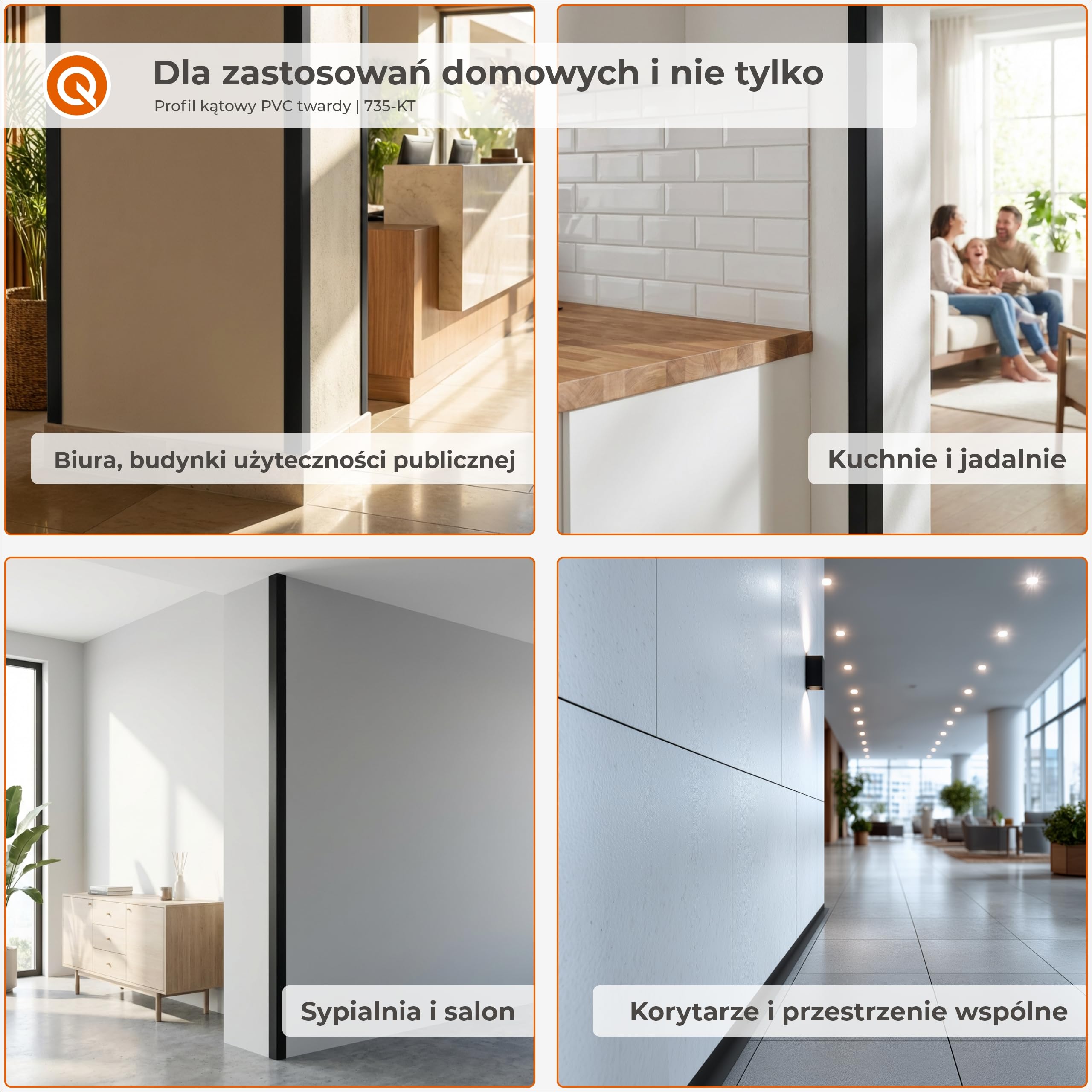 QUEST Angolare in PVC Rigido Autoadesivo – Profilo di Protezione 50x50mm 100cm Nero