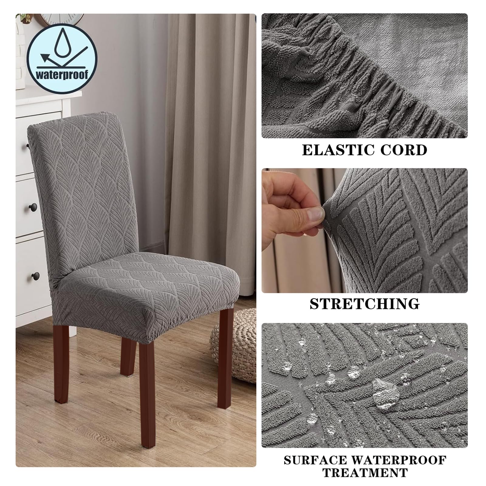 OKYUK Waterproof Chair Covers for Dining Room 4/6 Pack - Image 4