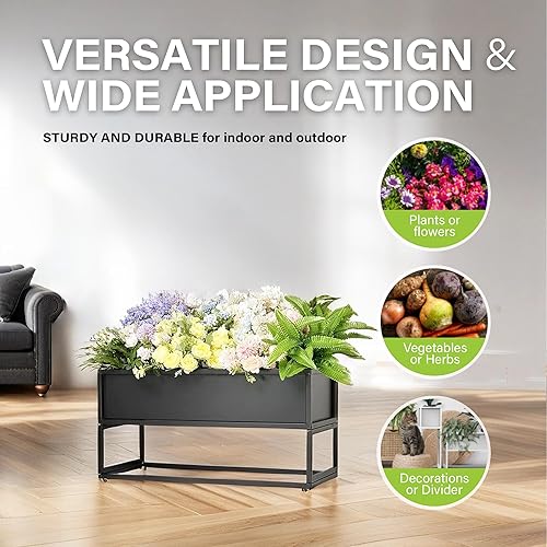 Miniatura 4 de Cocoyard - Maceta elevada  Cama de garen elevada duradera con agujeros de drenaje para plantas altas, hierbas y flores, maceta rectangular para