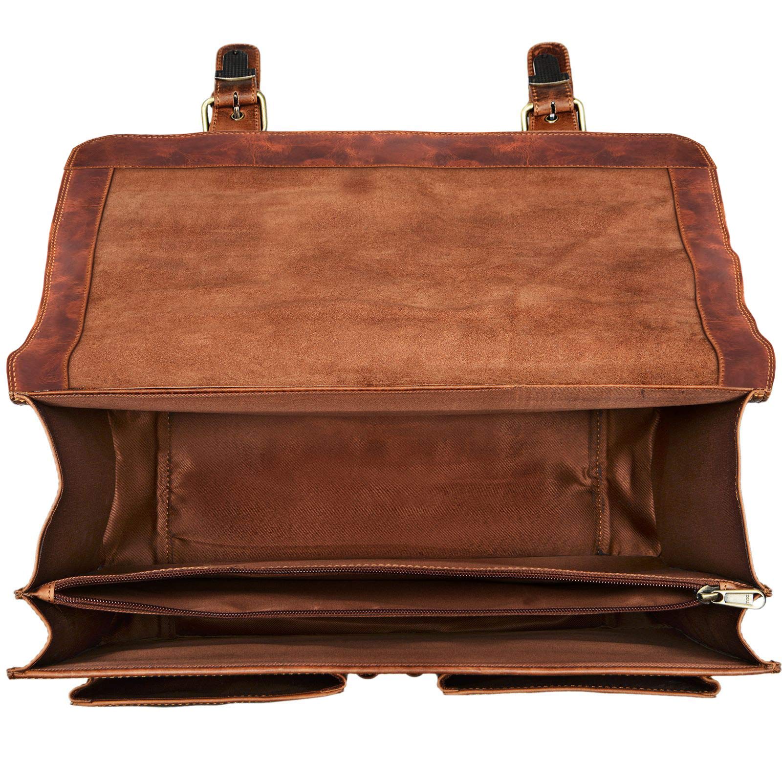 STILORD Denver Vintage Aktentasche Leder Herren Cognac - Männer Arbeitstasche Leder-Tasche 15.6 Zoll Laptop Bürotasche Große Business Umhängetasche Echt-Leder Lehrertasche