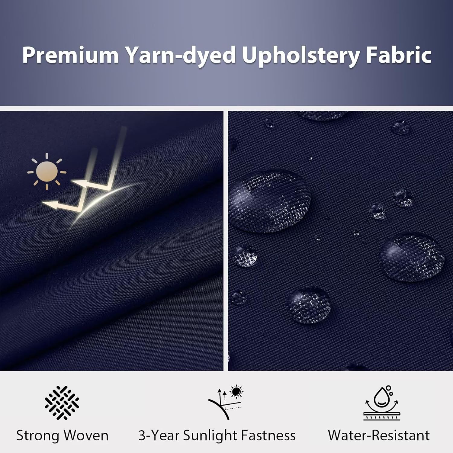 Outdoor Chair Cushions Set of 4, 17 x 16 Inch Patio Chair Cushions for Outdoor Furniture, Water Resistant, Non-Slip Ties (Navy Blue) 1 - Navy Blue 17x16x2|4 Pack