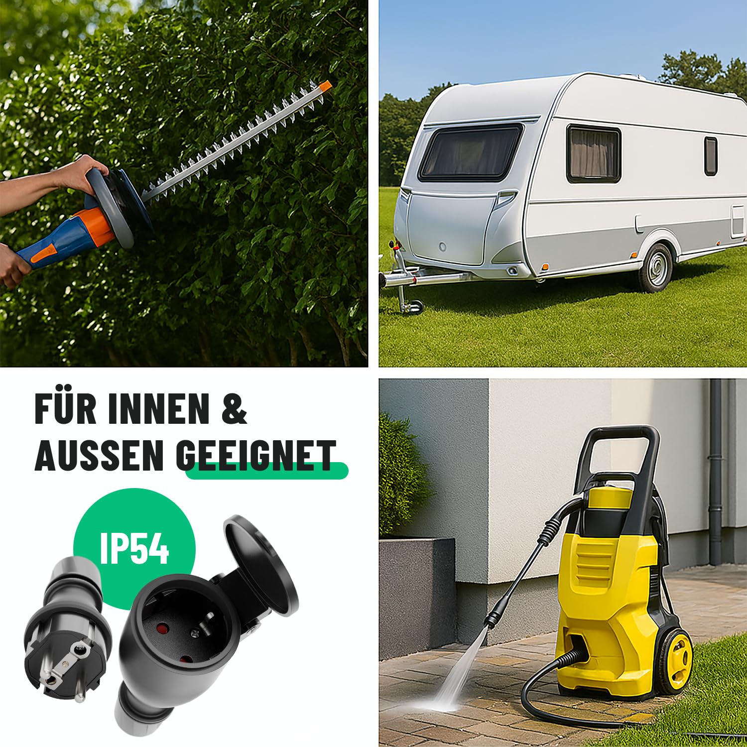 greate 230V Schuko Stecker Kupplung 12er Set - Stecker und Kupplung 230V