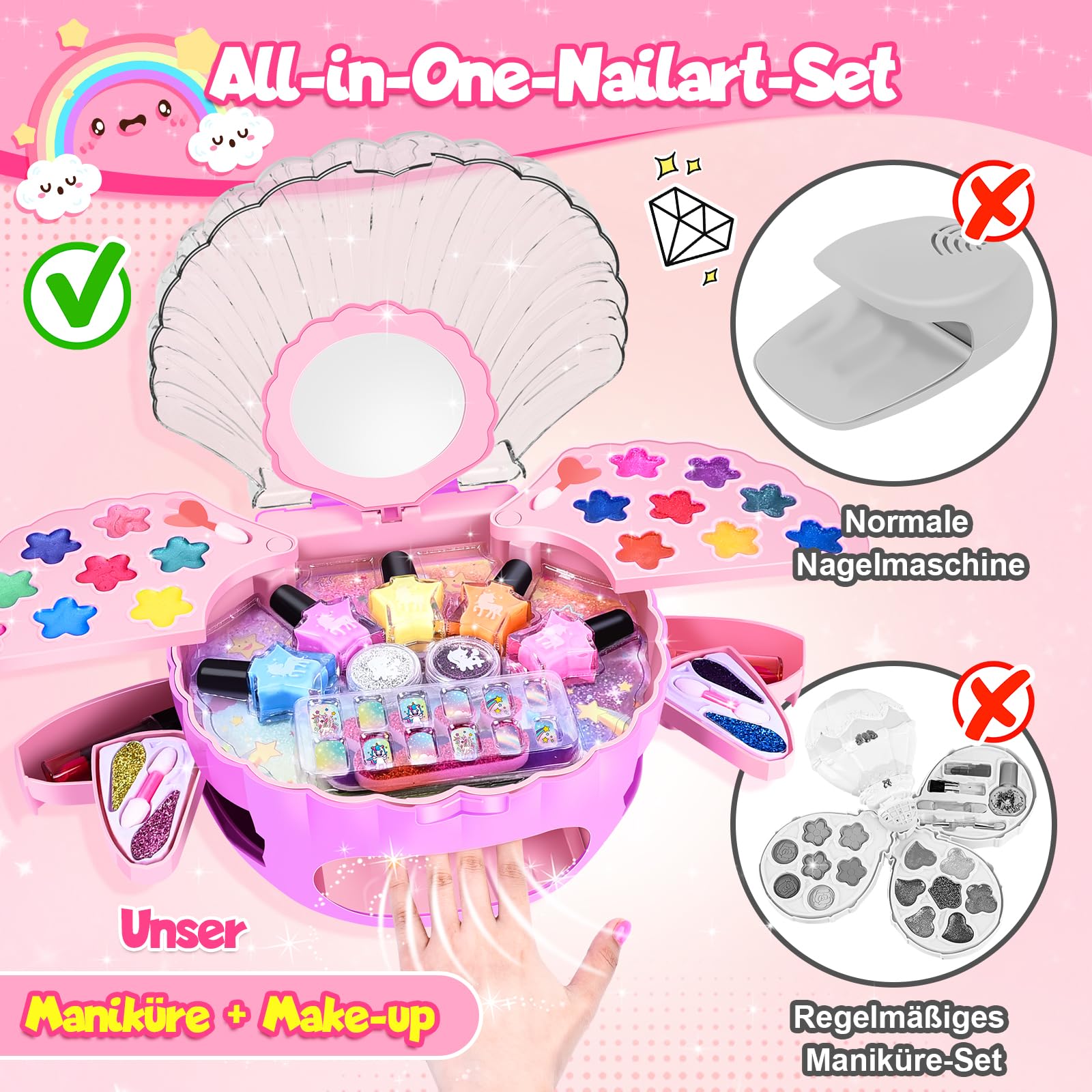 Conjunto De Malt De Uñas Creativos De Moda Infantil QS Juguet De Maquillaje Cosméticos Para Niñas