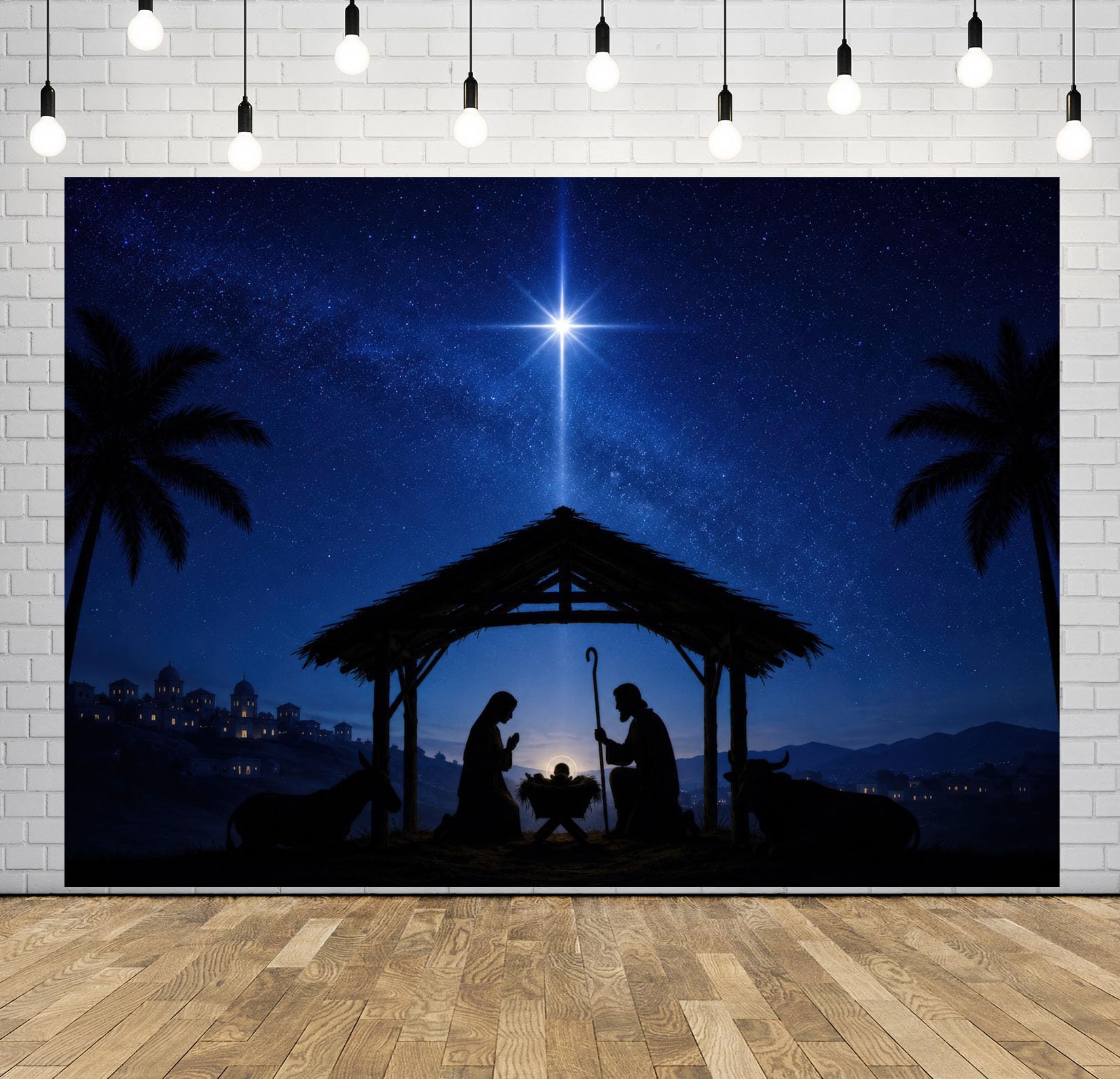 BELECO 4.6x3m Sfondo in tessuto Natività presepe nascita di Gesù