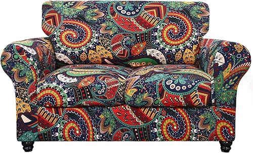 Miniatura 51 de SearchI Funda Elástica para Sofá con Estampado Fundas para Sofá, Patrón Floral Funda para Sillón de 2 Piezas con Funda de Cojín de Silla Separada,