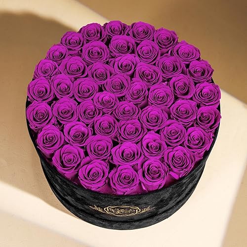 Miniatura 4 de 47 flores en una caja de gamuza de lujo, regalos de cumpleaños para mujeres, flores preservadas, regalo de rosas para el día de la madre para mamá