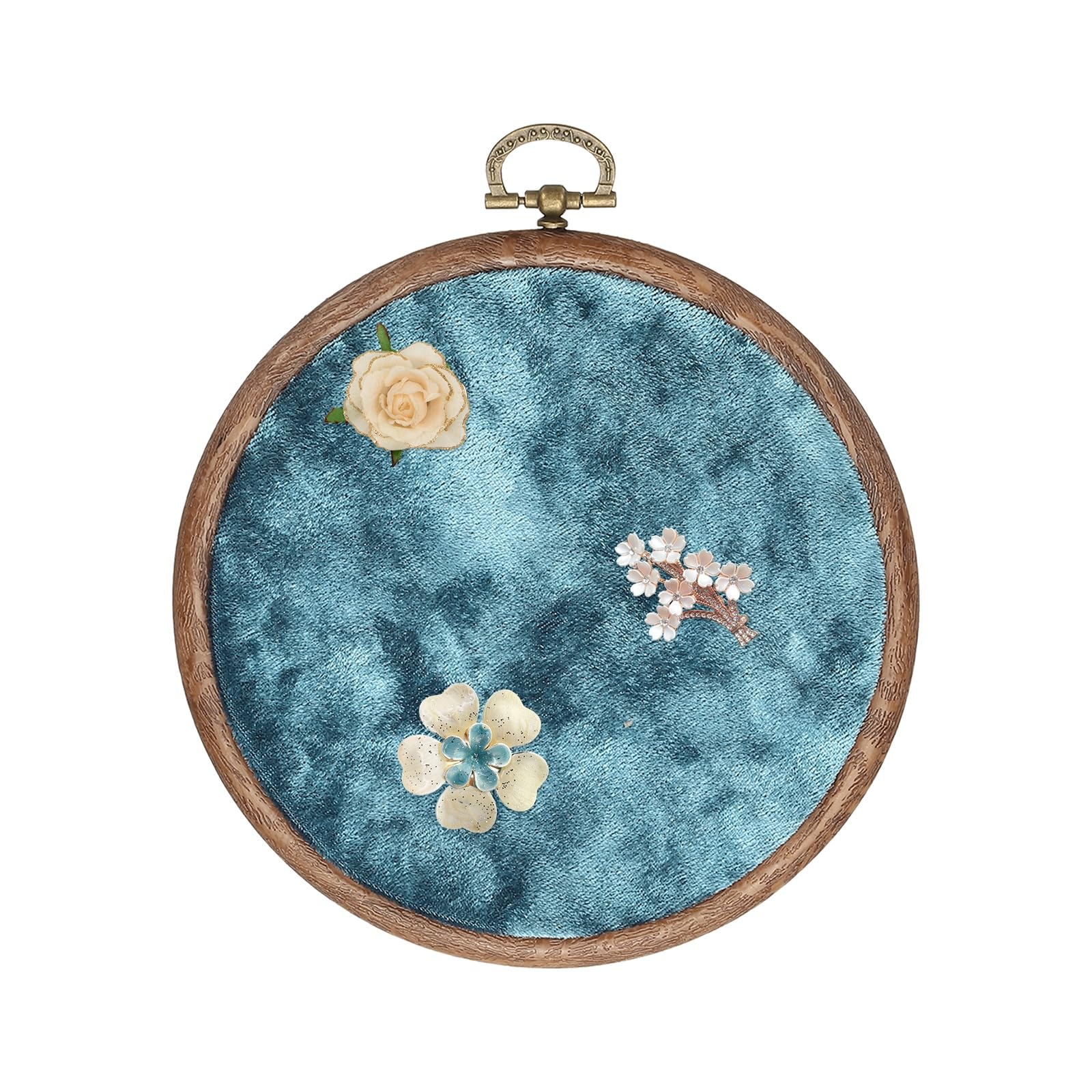 sourcing map Round Pin Display Board, 13.5cm Velvet Wall Hanging Brooch Jewelry Display Stand Storage Holder for Enamel Pins Badges Brooches Jewelry Collection, Porous Blue