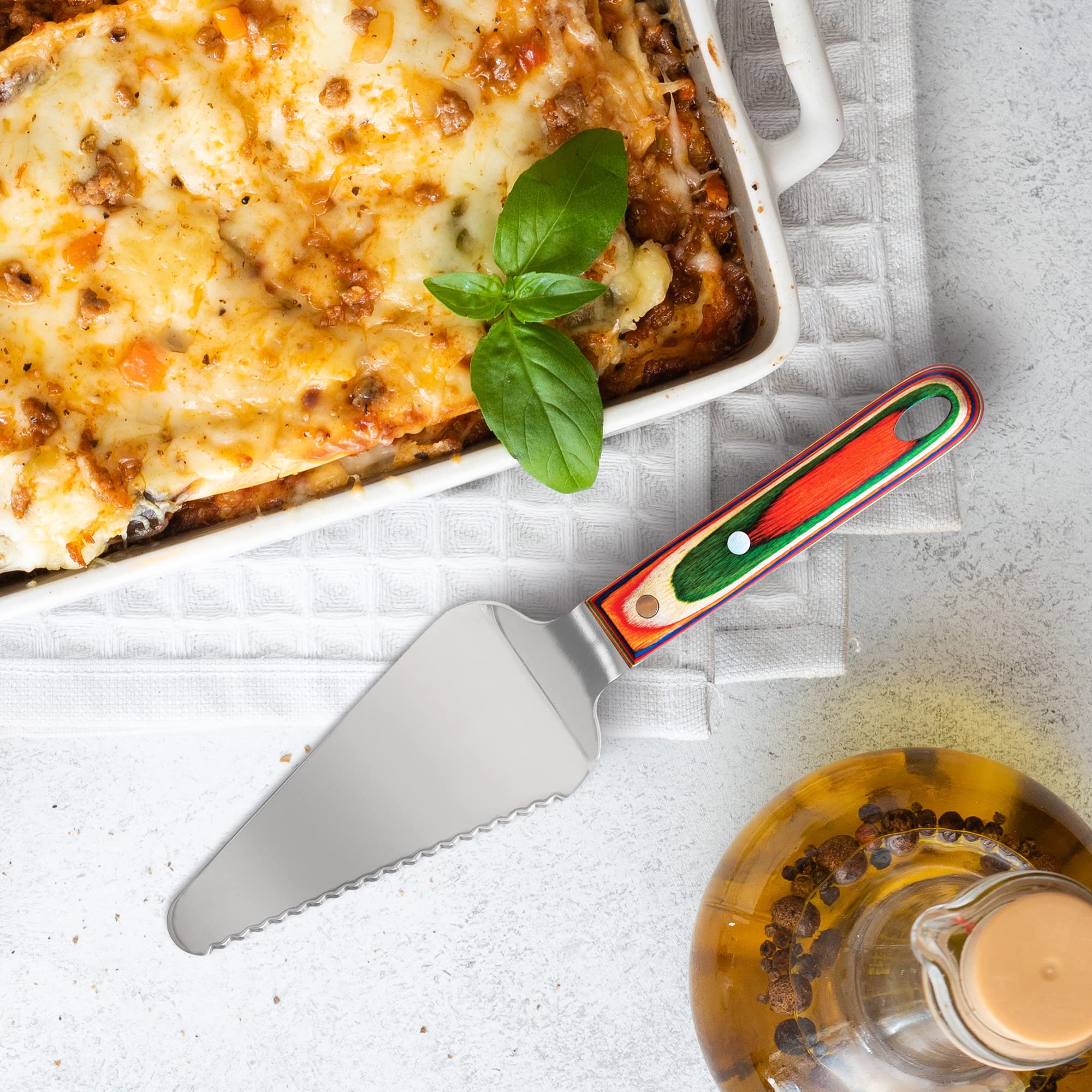 Baltique Marrakesh Collection - Servidor para tartas y pasteles, cuchillo y servidor de acero inoxidable con mango de madera cómodo