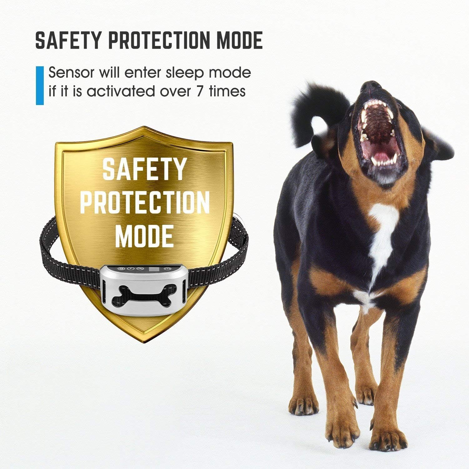 Bark Collar [2018 Smart Chip] Dog Shock Anti-Barking Collar with Beep, Vibration and Harmless Shock. No Bark Control for Small/Medium/Large Dogs with 7 Sensitivity Levels, Rechargeable and Rainproof