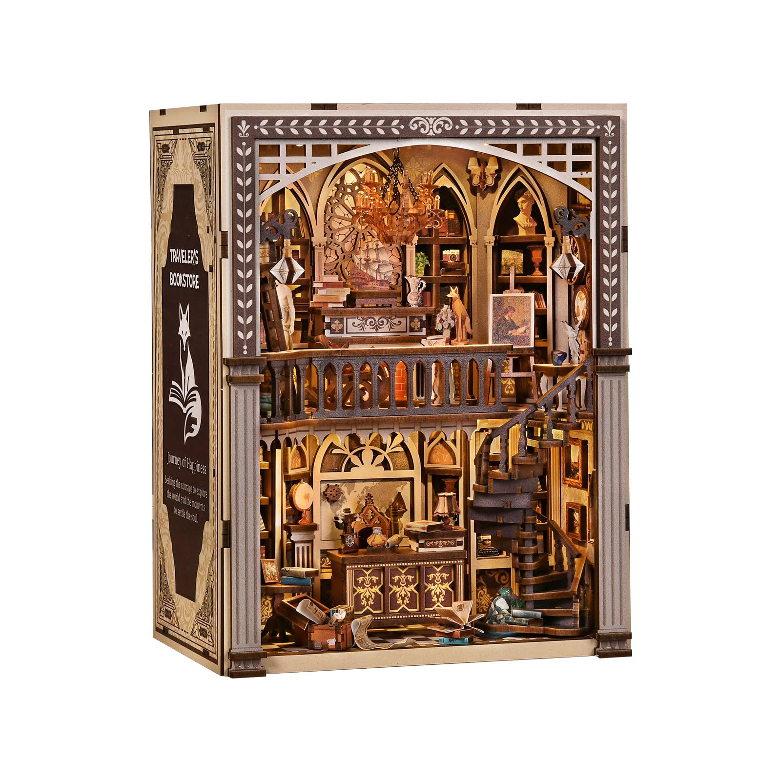 Spilay Book Nook, Reisebuchhandlung DIY Miniature House | Mit LED, 3D-Puzzle, Bücherregal- & Schreibtischdeko, Miniatur-Diorama, DIY-Bastelset für Erwachsene, Geschenk