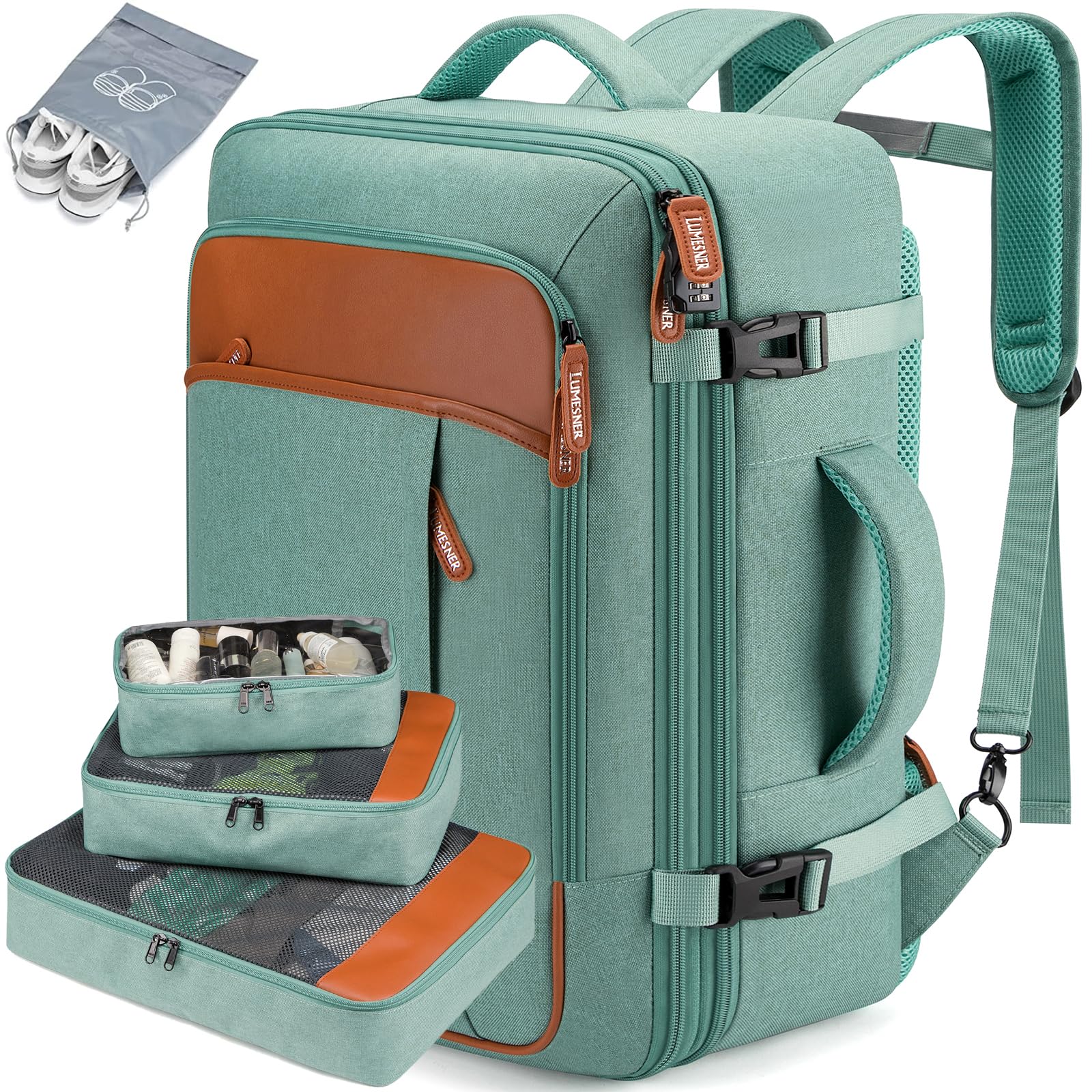 BAGPARKK Travel Laptop Backpack,42L Carry on Luggage, Flight Approved Expandable Backpack,Business Anti Theft Weekender Bags for Women Men, Water