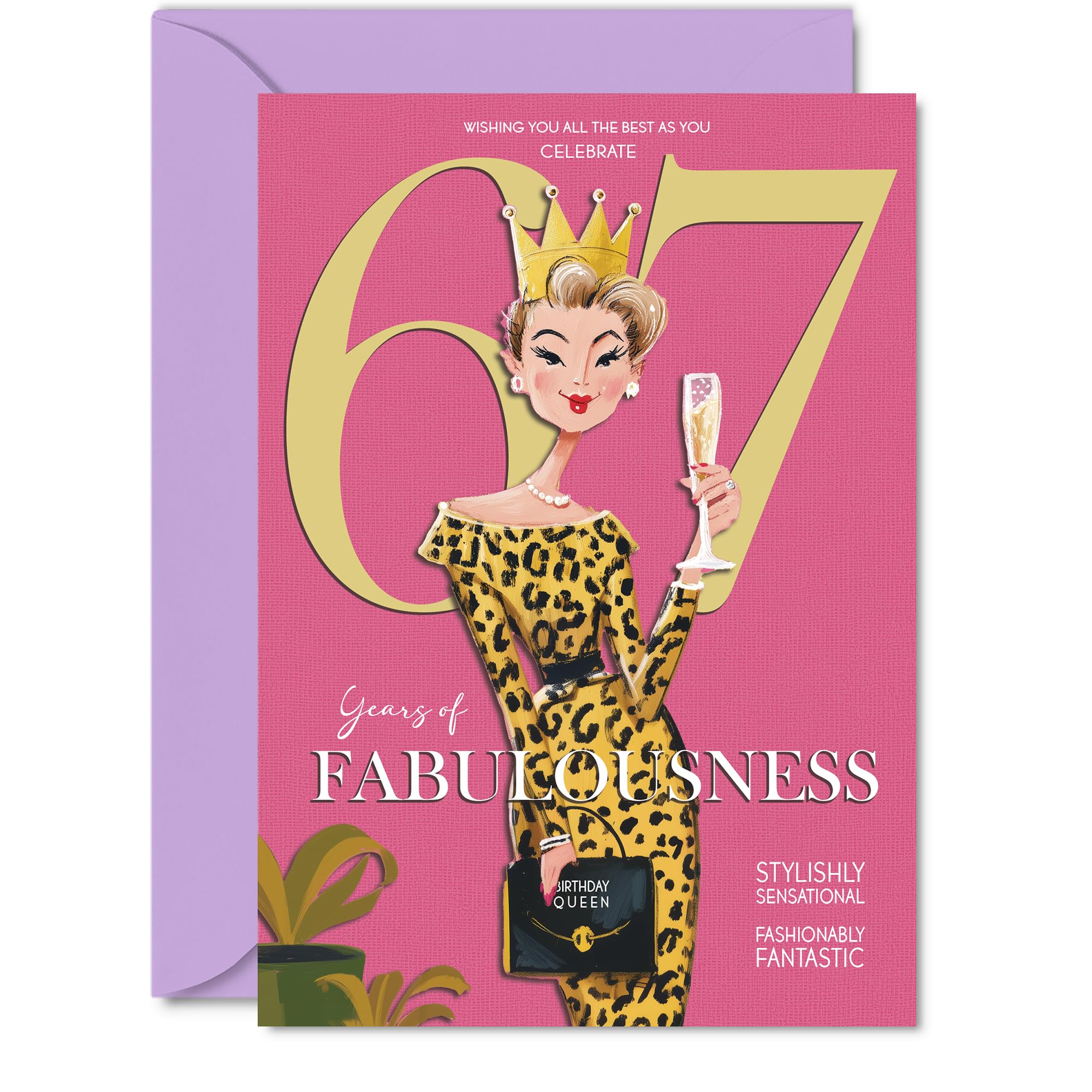 67th Birthday Cards for Women - Years Of Fabulousness - Happy Birthday Card for 67 Year Old Woman Nan Neighbour Cousin Wife, 5x7 Inch Bday Greeting Cards