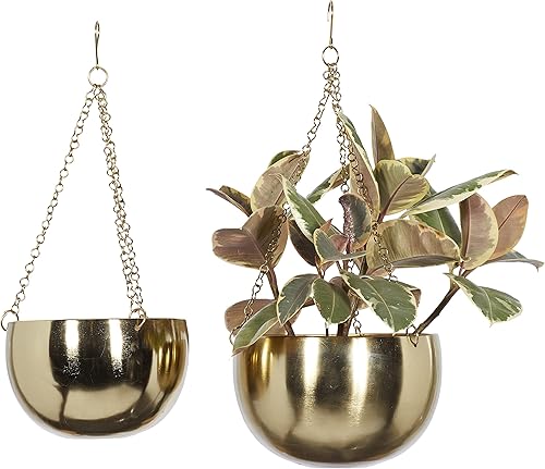 Deco 79 Macetero de pared de metal para interiores y exteriores, juego de 2 colgadores de 5 pulgadas, 6 pulgadas de alto, negro