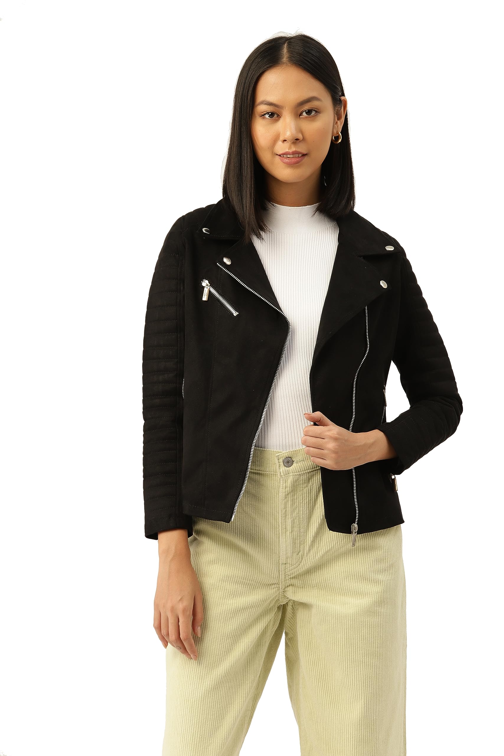 leather retail Women's Suede Faux Leather Jacket-picture-16