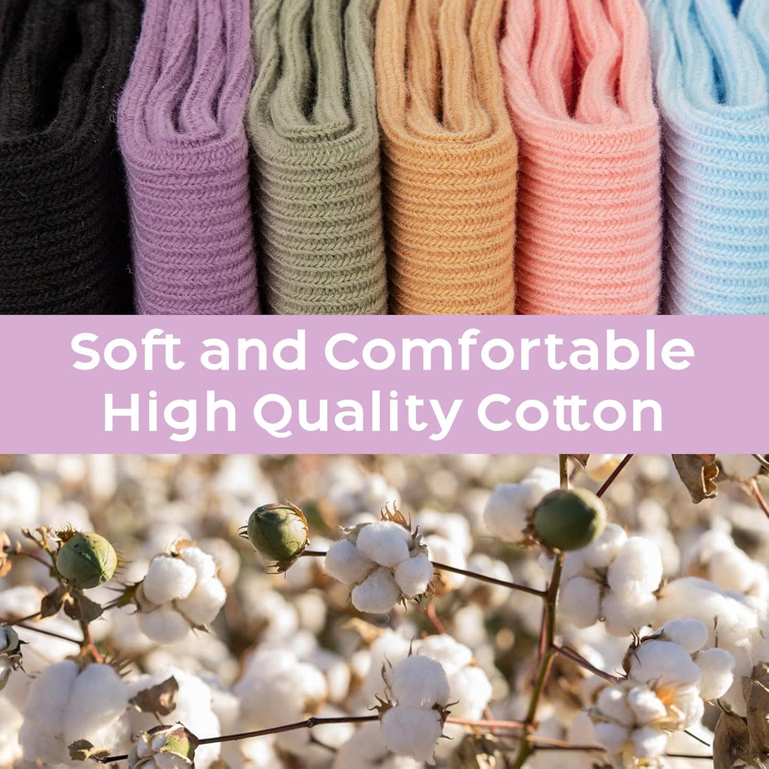 Justay 6 Pairs Ruffle Socks Soft Cute Frilly Turn-Cuff Long Casual Slouch Cotton Crew Socks for Women Gifts - Image 2