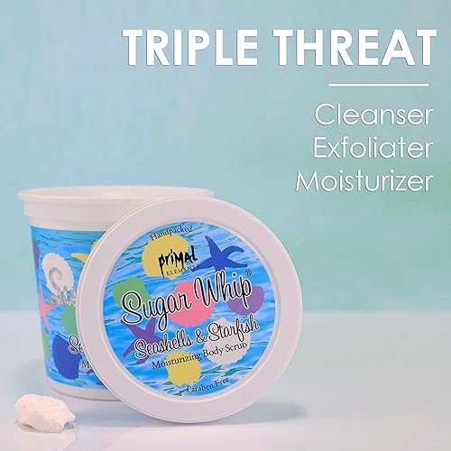 Miniatura 3 de Primal Elements Sugar Whip - Exfoliante corporal de conchas marinas y estrellas de mar, 10 onzas