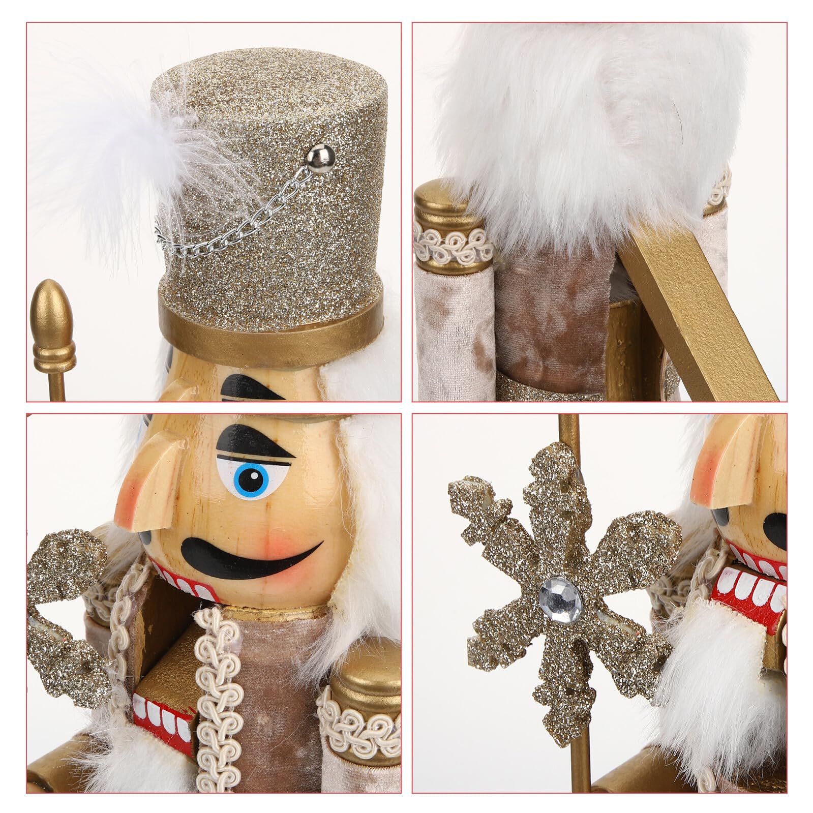 Toyvian Nussknacker-Figur aus Holz Weihnachtsdeko für Zuhause Handbemalt Dekoration für Drinnen Nussknacker-Ornament