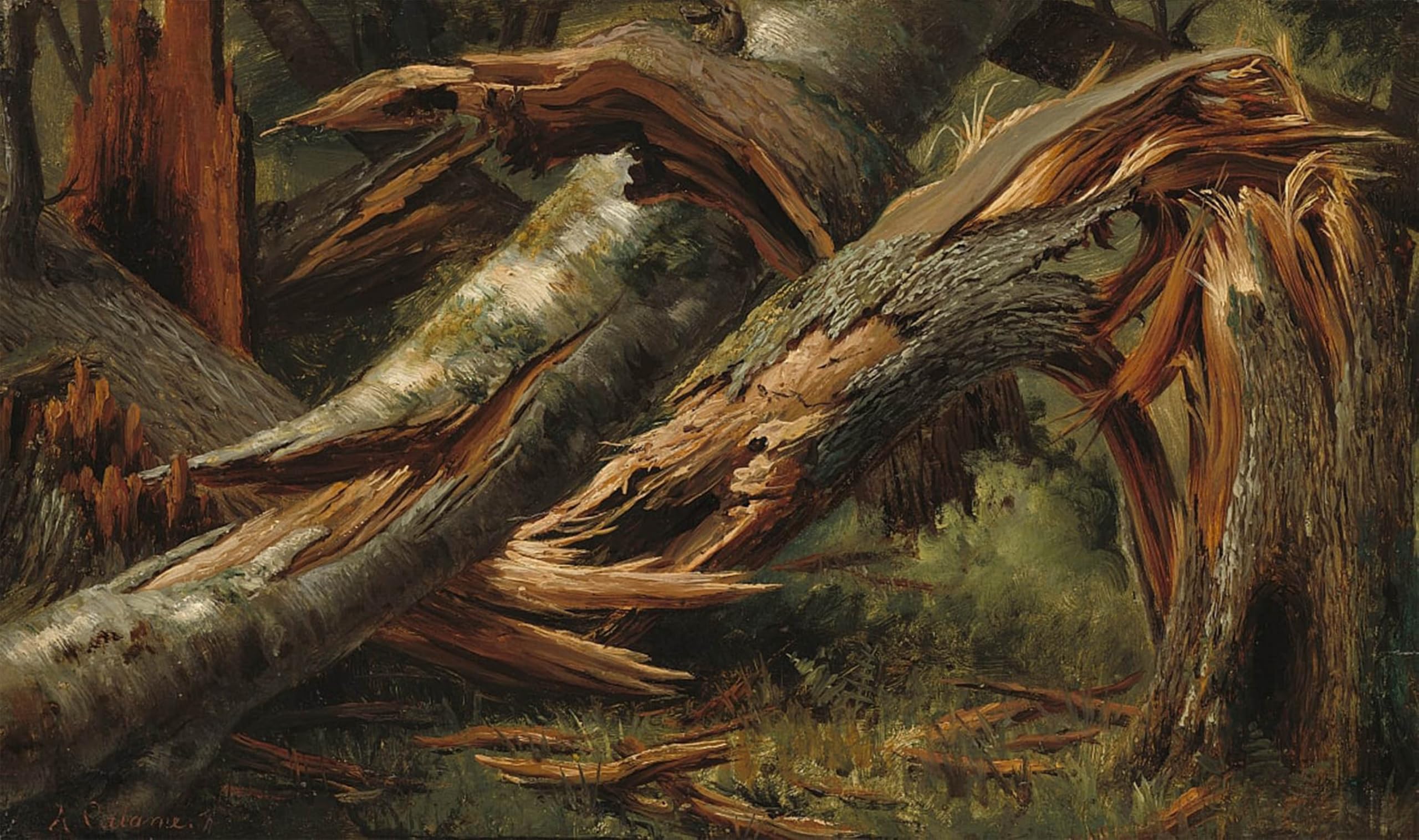 Pintura sobre lienzo L'albero caduto de Alexandre Calame para regalo clásico 5