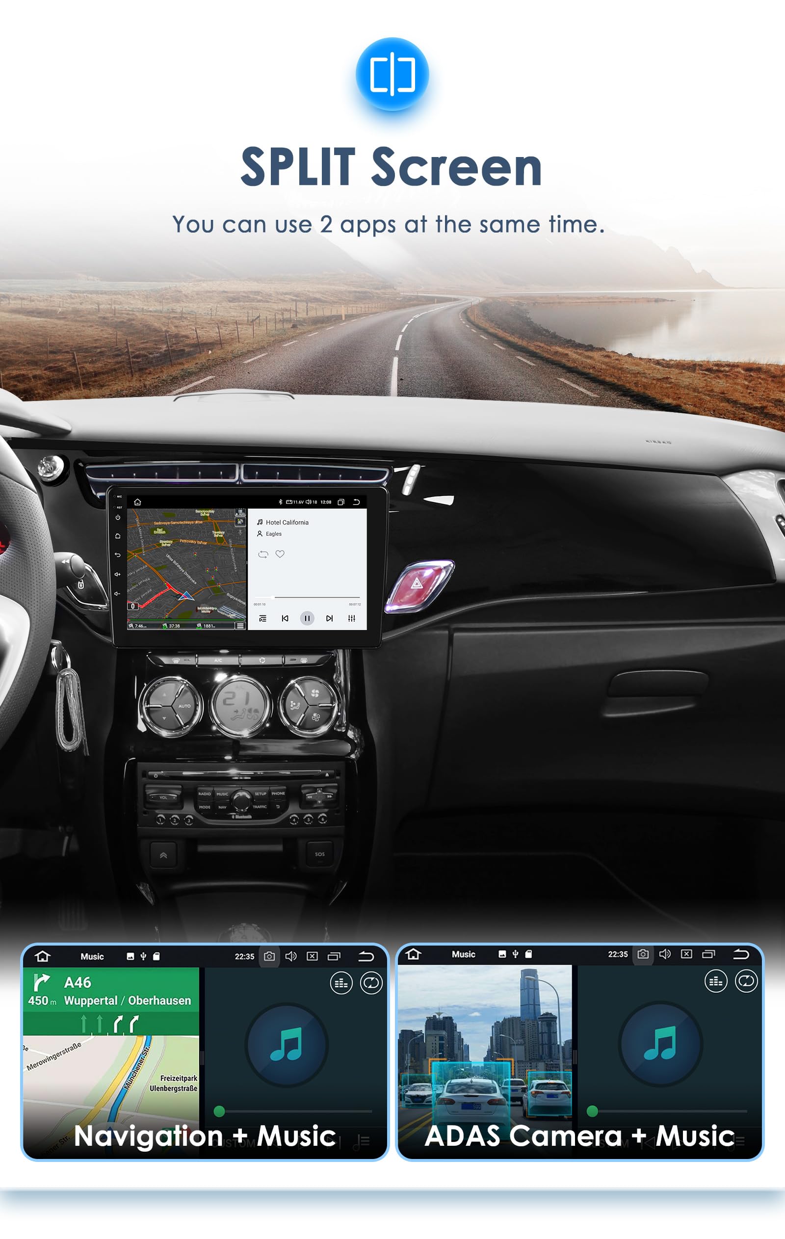 Autoradio Android 13 pour Citroën C3 DS3 2010-2016, 8 cœurs 4G + 32 Go Navi Support autoradio sans Fil Carplay/Android Auto Bluetooth Dab WiFi 4G Lien Miroir caméra arrière/Avant (Noir)