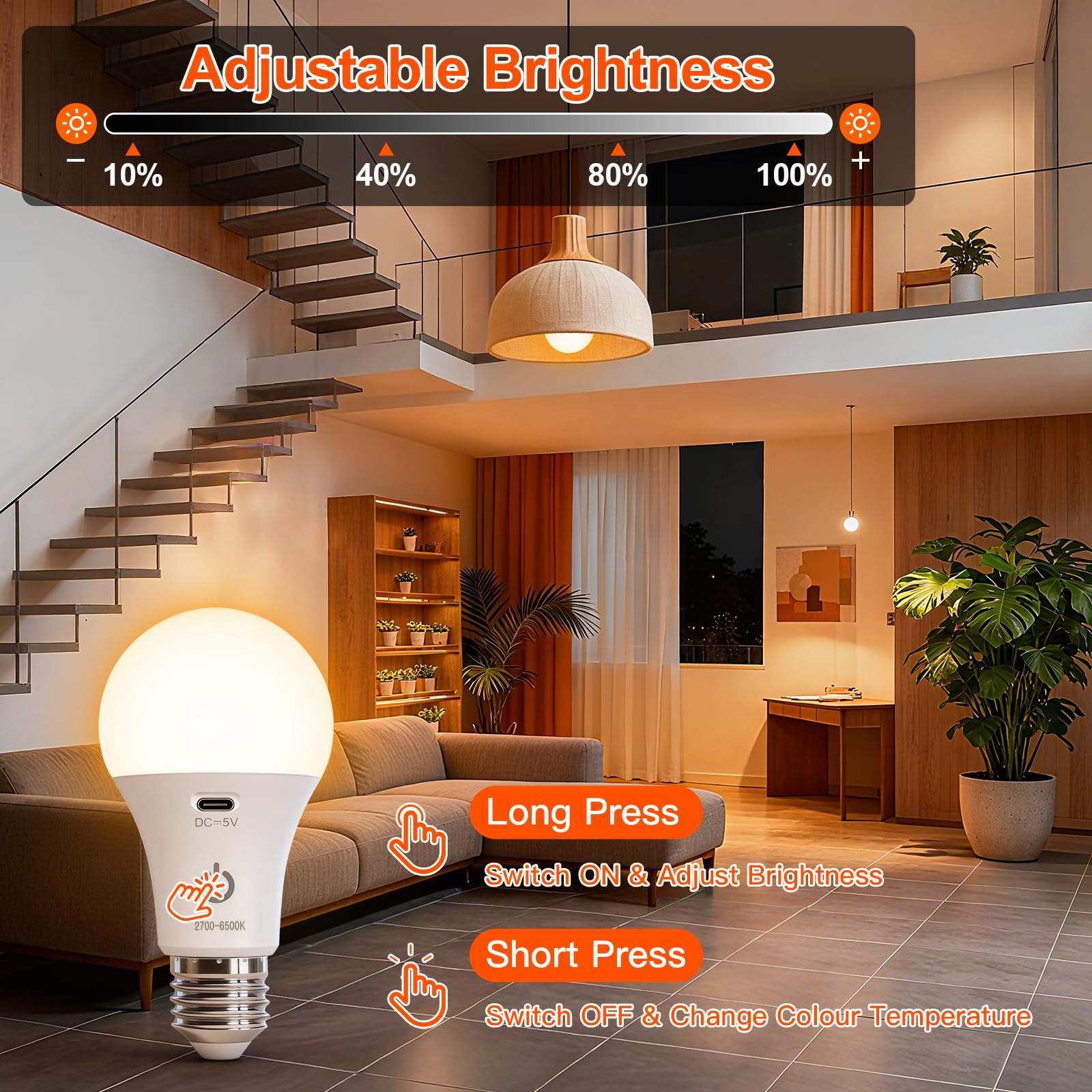 Ketom 2 Stück Glühbirne mit Fernbedienung, E27 Aufladbare Glühbirne mit Timer, 3 Farben & Dimmbar, Touch-Steuerung, 7W Wiederaufladbare LED Lampen, Drahtlose Dekorative Lampenbirne Notlicht Camping