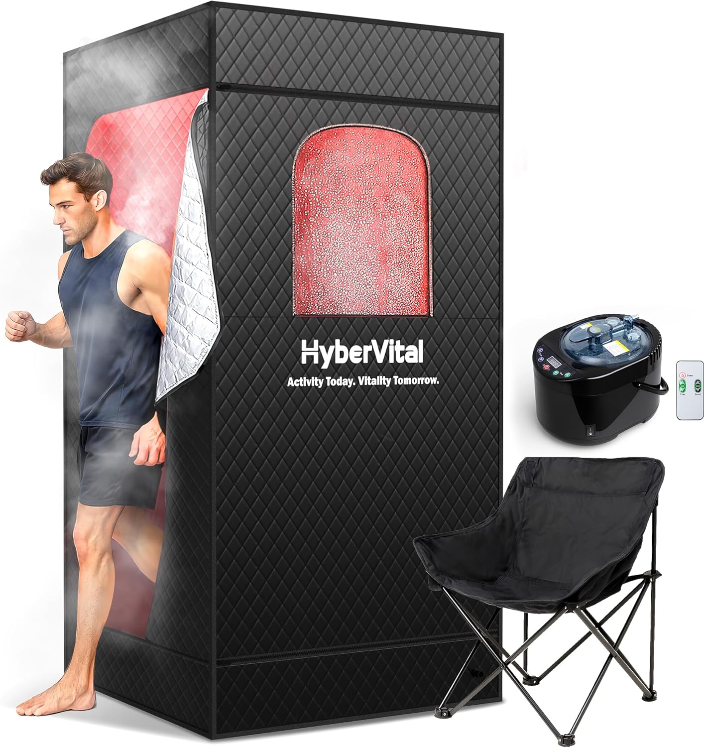 Infrared Sauna Box Ultra Detox, Newly Upgraded Portable Home Sauna with 4L 1500W Steamer, Heats Up to 130℉, Spacious Tent & Ergonomic Chair for Personal Detox Spa