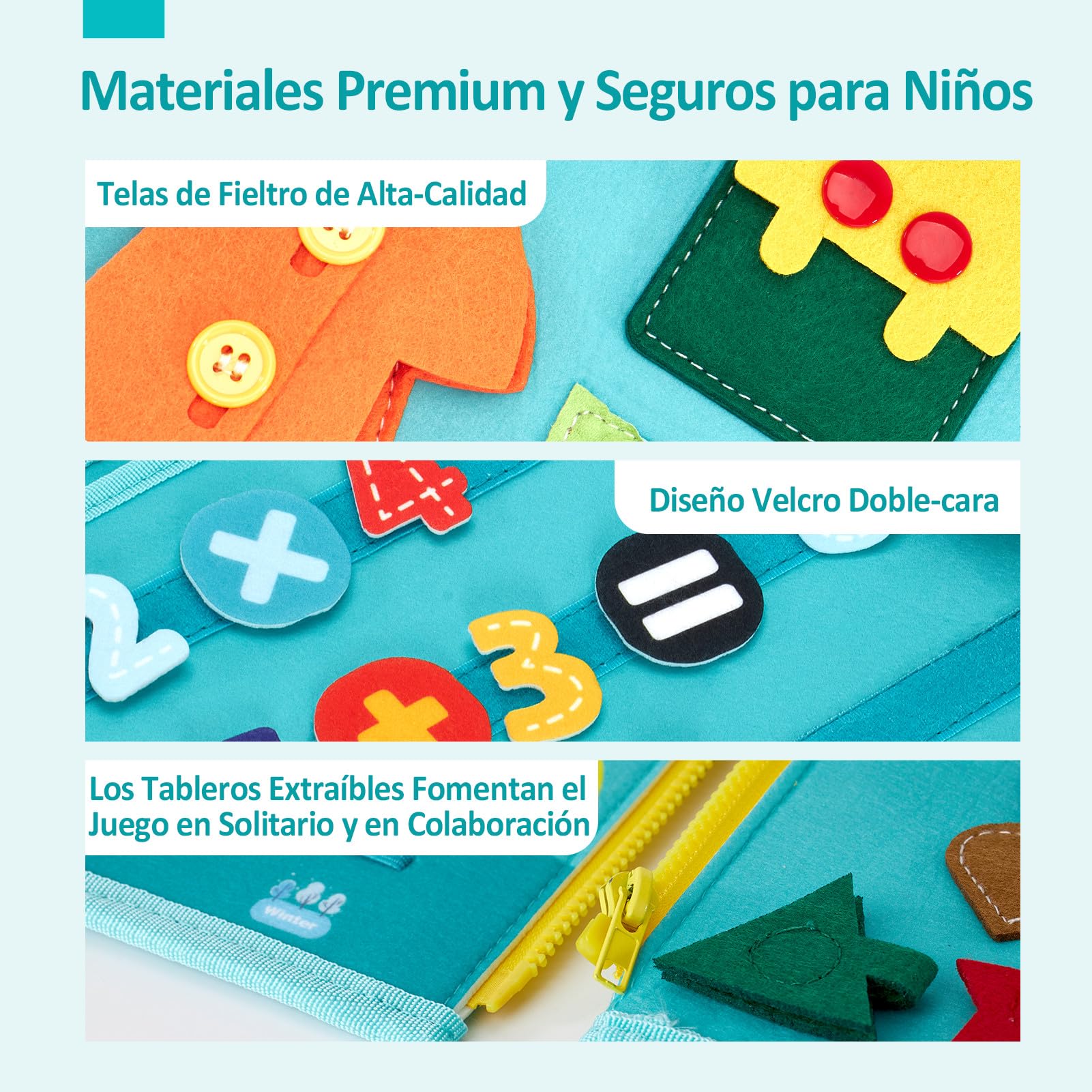 hahaland Busy Board Montessori 2 años - Tablero Sensorial de Actividades Juguetes Montessori para Niños 2 años, Regalos para Niños Cumpleaños 1 2 3 años