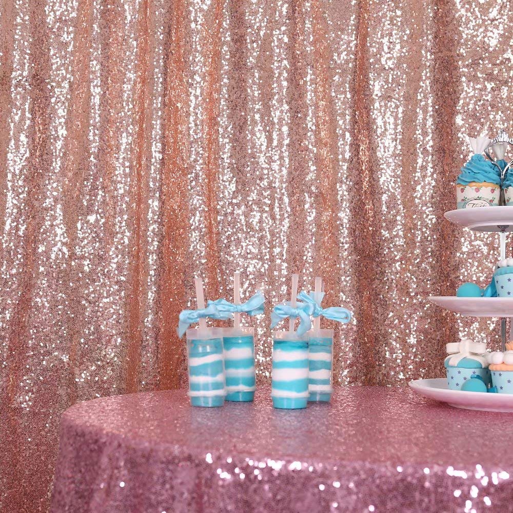 Buy GFCC Rose Gold Sequin Satin Backdrop Curtain 4FTx6.5FT Glitter