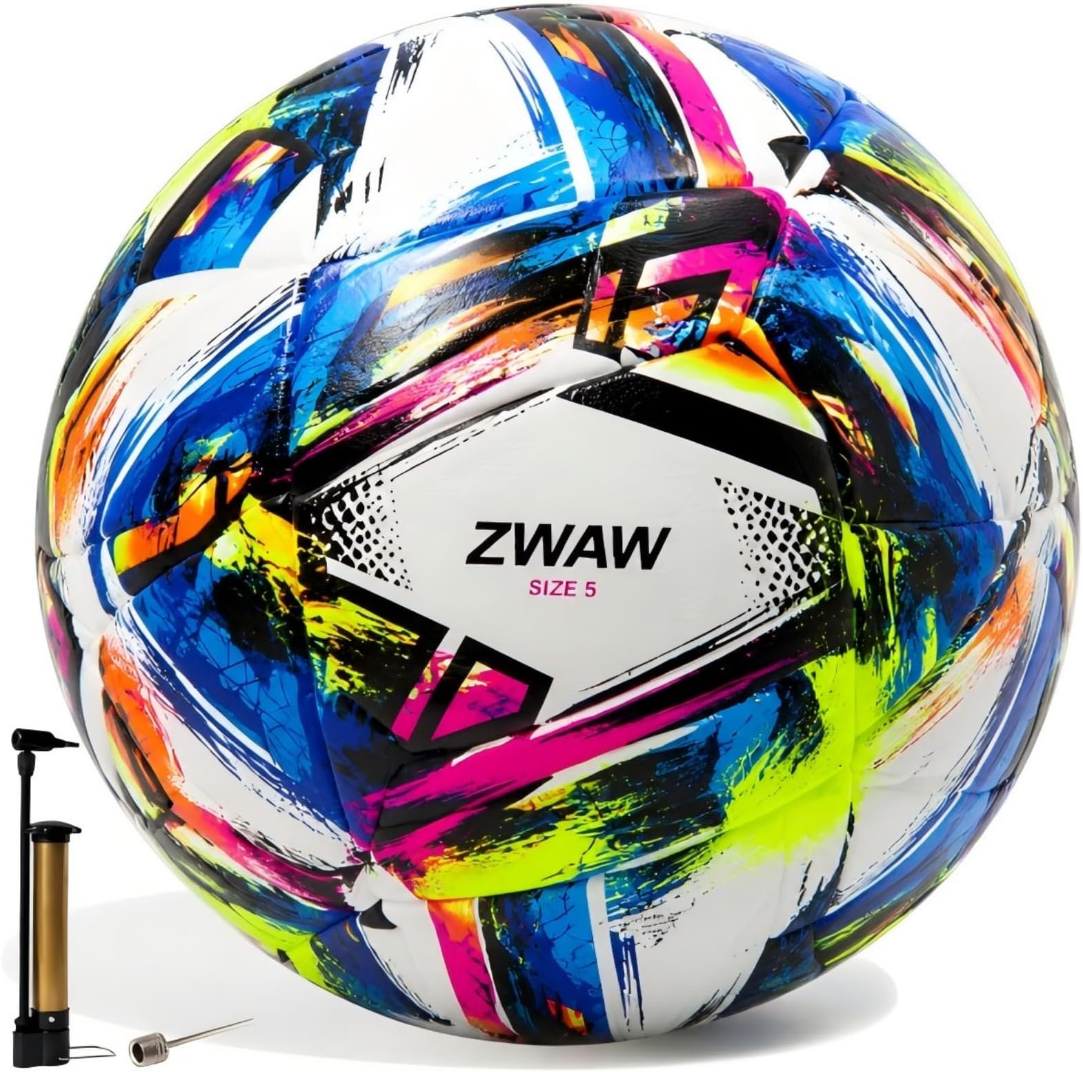 - Size 5 Soccer Ball, Waterproof PU Leather, Official Match Ball, with Pump & Needles