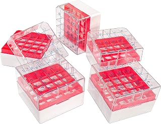 5 PCS Polycarbonate CryoBox Vial Rack, Freezer Storage, 5 x 5 Array, 25 Place Fit for 2ml Cryostorage Freezing Box (Red)