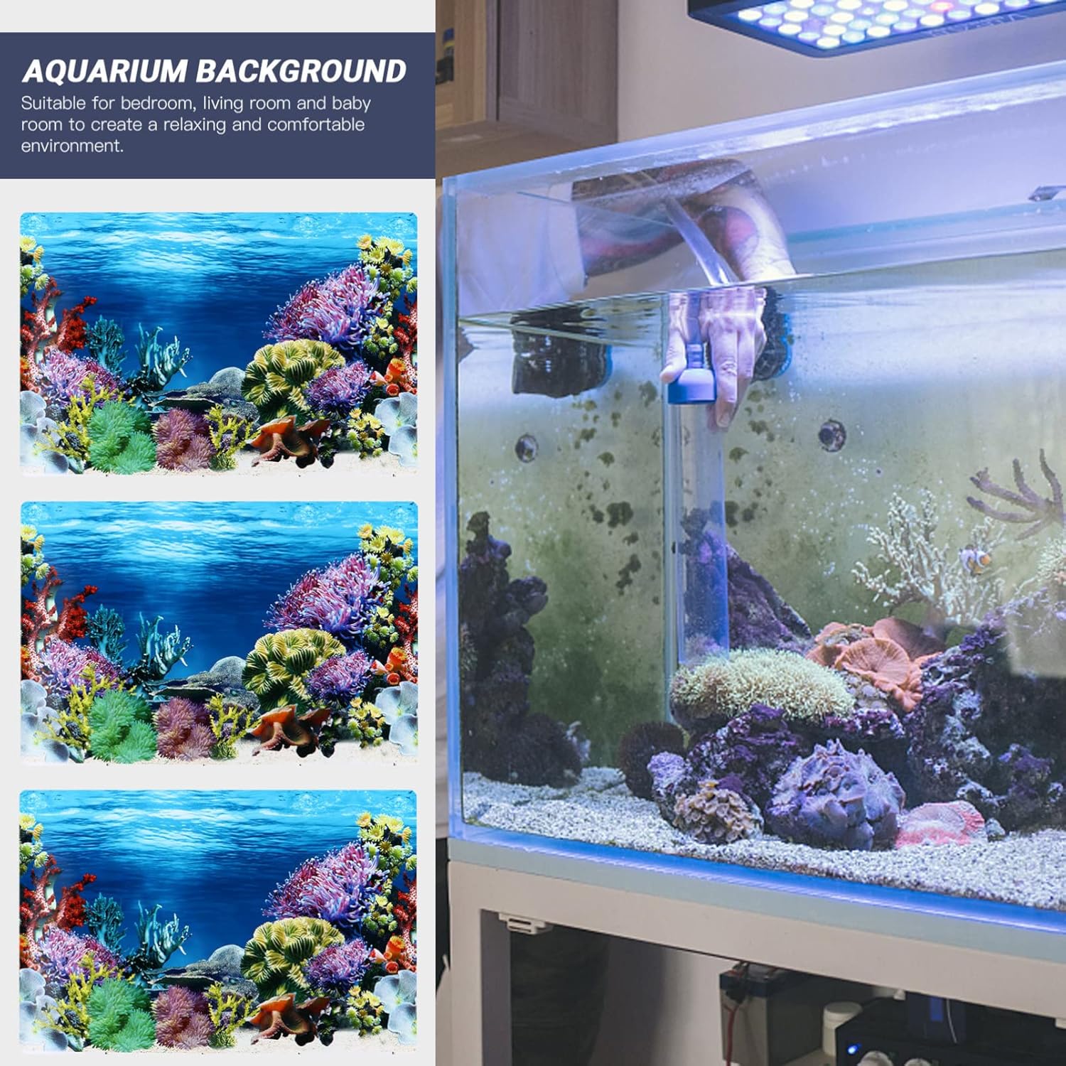 Popetpop 3パックの水槽背景アクアリウム背景ステッカー水槽壁紙水槽ポスターステッカー3d両面